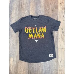 Under Armour Project Rock Outlaw Mana T-Shirt Mens XL Gray Graphic Brahma Bull